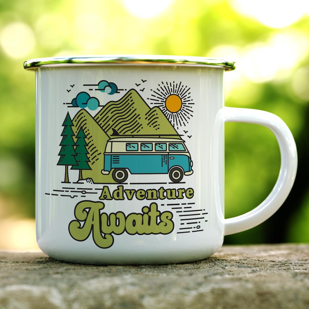 Adventure Awaits Retro Camp Mug
